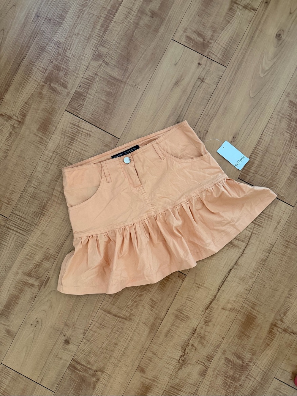 Buffalo David Bitton Peach Ruffle Hem Mini Skirt BNWT Y2K Vintage